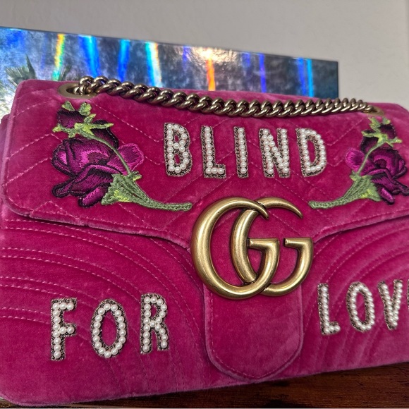 Authentic Gucci Velvet Blind for Love Marmont Crossbody bag - Picture 2 of 10